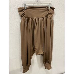 Brown Harem Pants Size M Elastic Waist Casual Loose Fit 90s MC Hammer Yoga